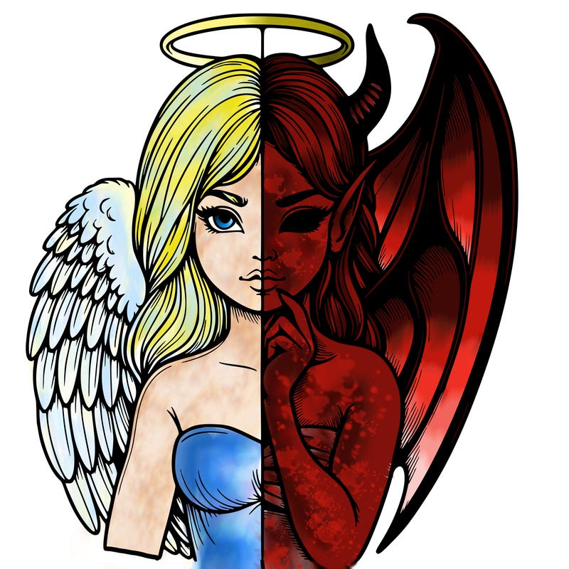 realistic angel half demon