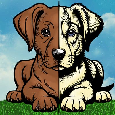 realistic dog split picture