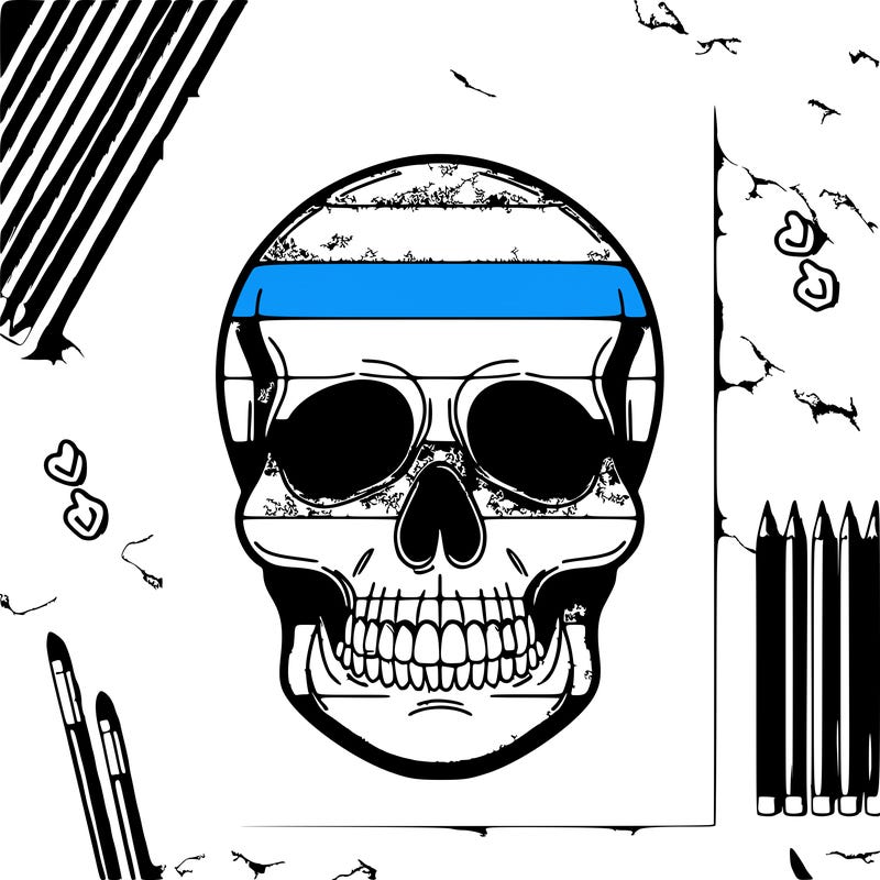 make an image of a rainbow realistic skull on a marble table