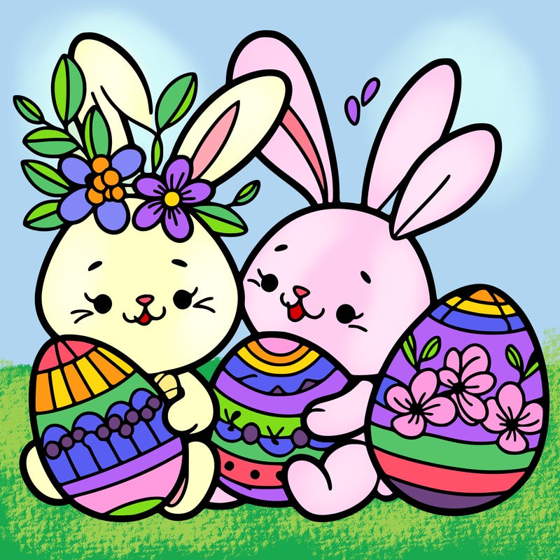 easter bunnies, easter eggs