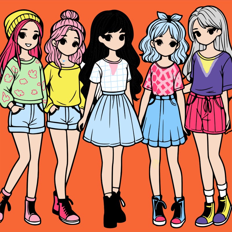 a group of five girls