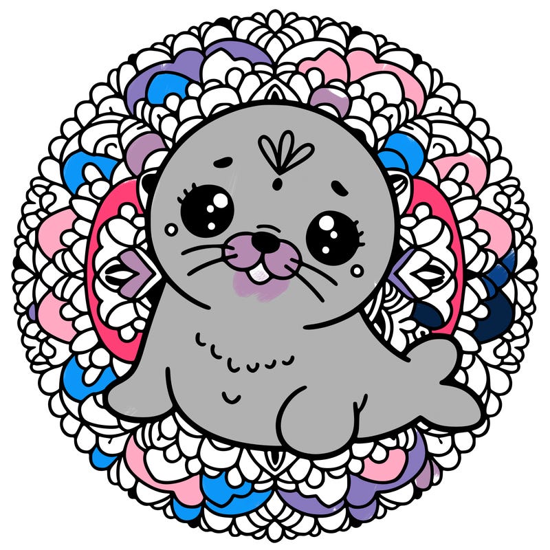 a cute baby seal mandala