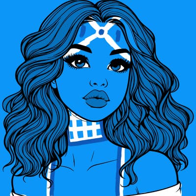 realistic girl with wavy hair and lips