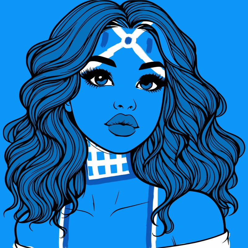 realistic girl with wavy hair and lips