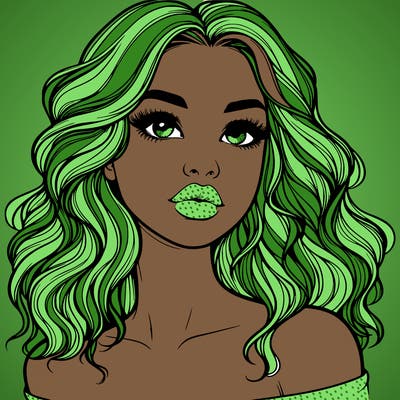 realistic girl with wavy hair and lips