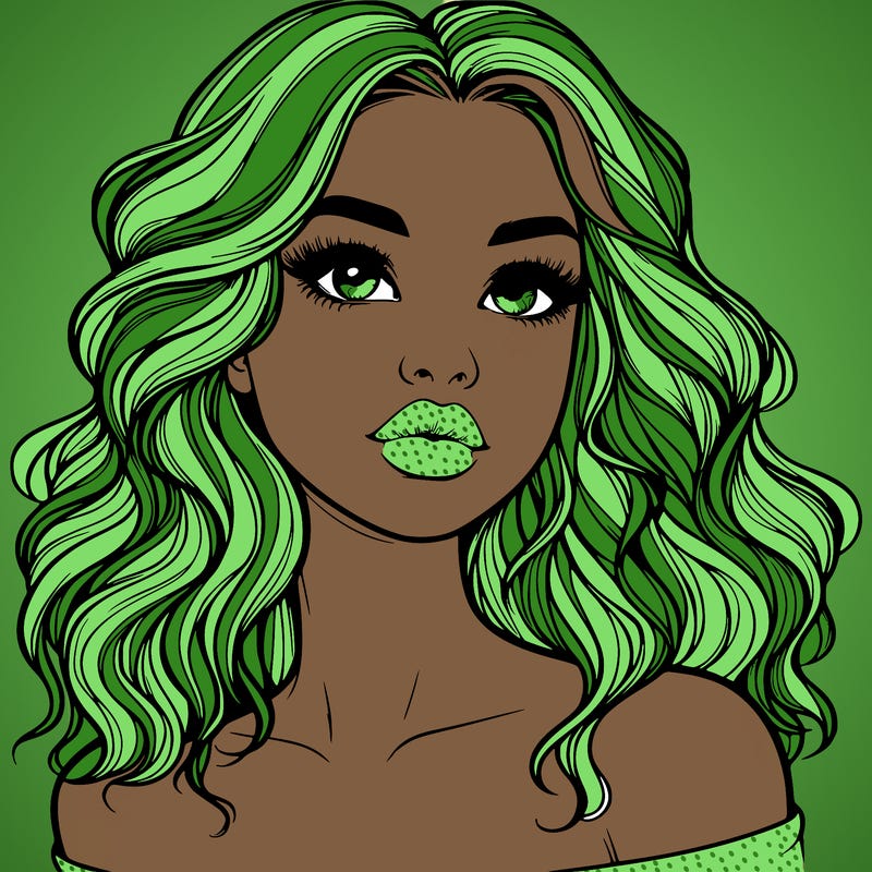 realistic girl with wavy hair and lips