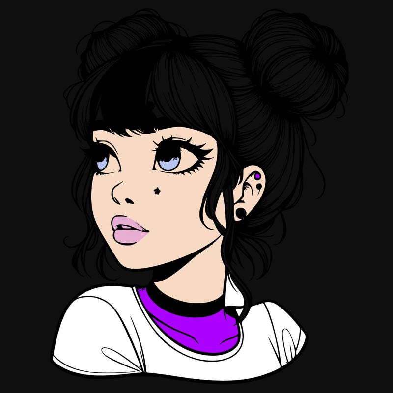 realistic girl with spacebuns