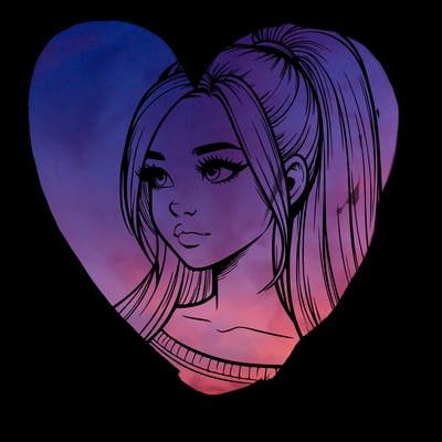 realistic girl with a high ponytail