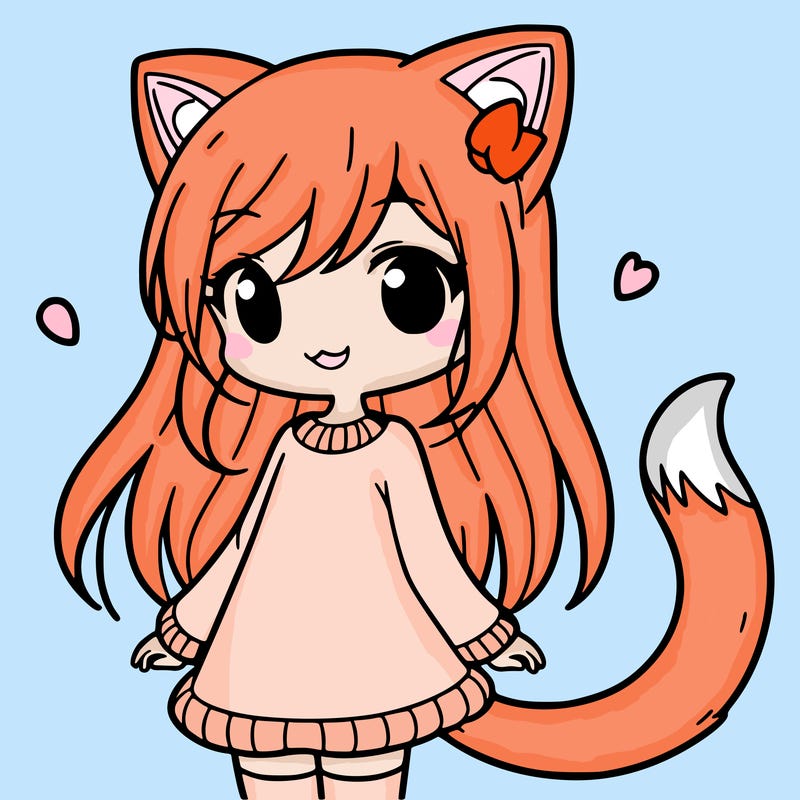 girl with cat ears and tail