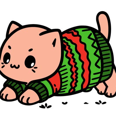 pushed cat with sweater