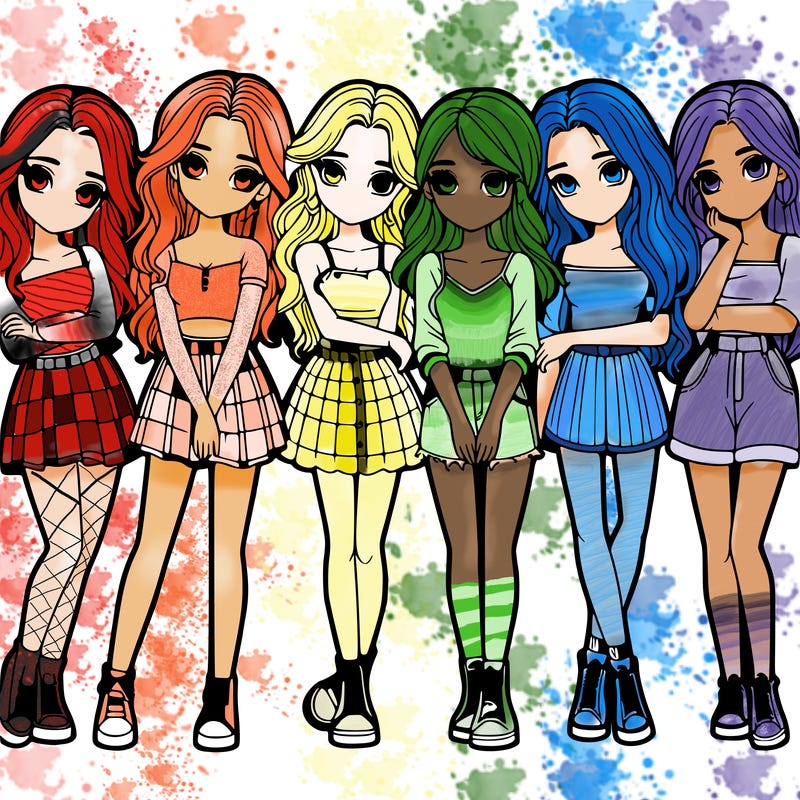 a group of girls realistic