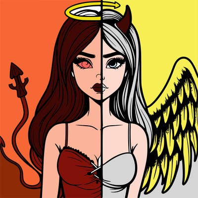 devil vs angel realistic girl