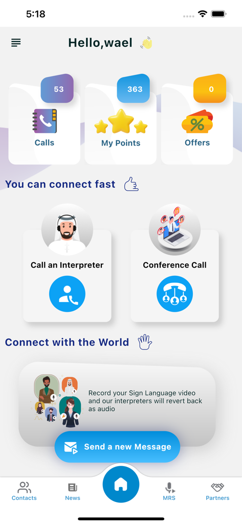 Signo Application - Panel de la aplicación Signo que ofrece servicios de intérprete de lengua de señas