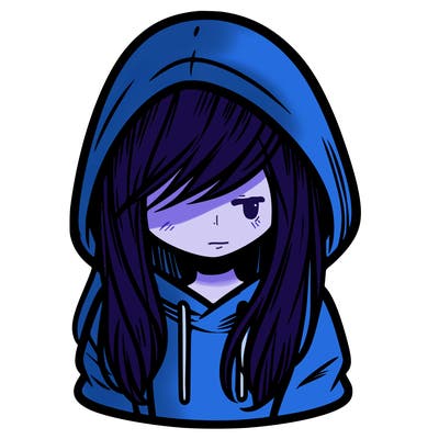 girl with hair covering her face and wearing a hoodie