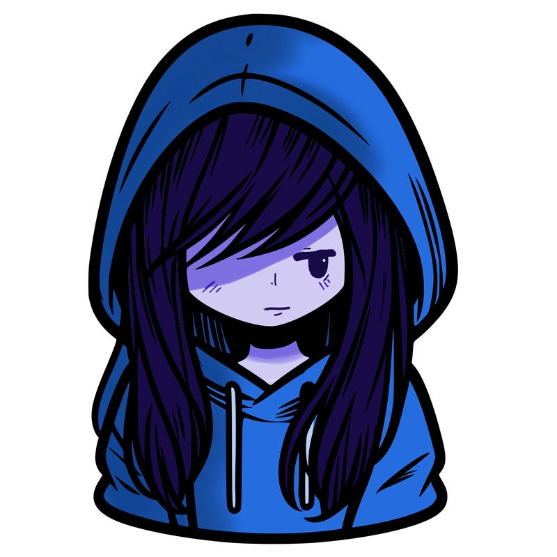 girl with hair covering her face and wearing a hoodie