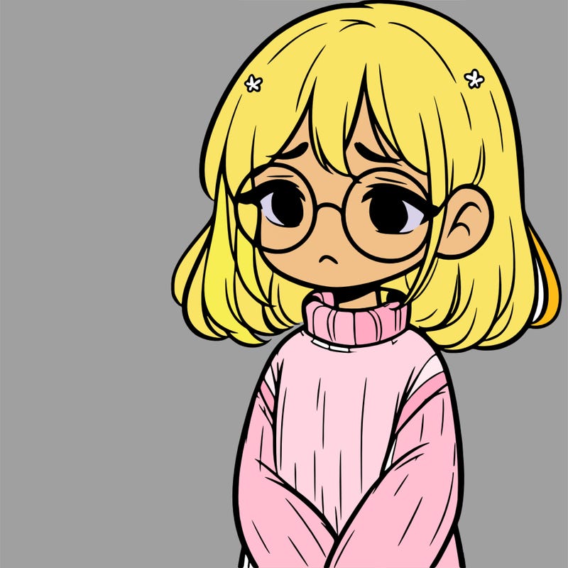 sad girl with glasses in a sweater