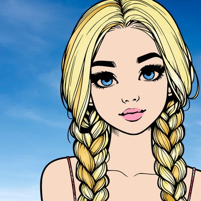realistic girl with braids