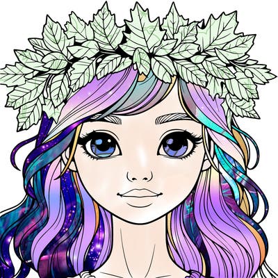 realistic girl with fall leaf crown