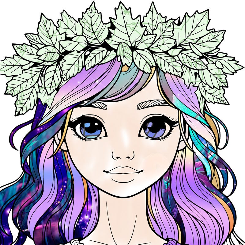 realistic girl with fall leaf crown