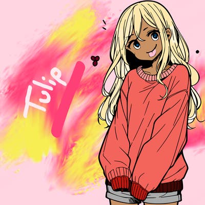 manga teen girl  in a sweater and baggy pants
