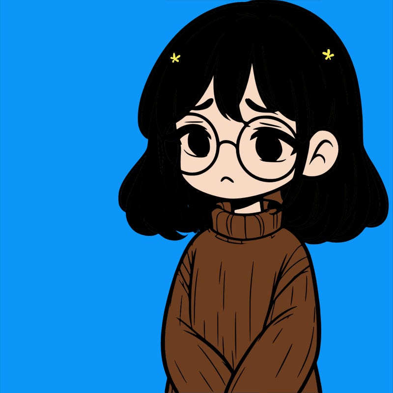 sad girl with glasses in a sweater