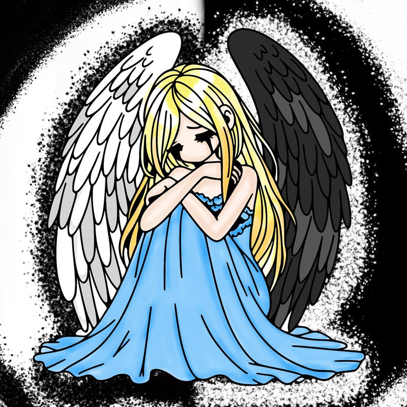 ethereal girl in grief, lonely and heartbroken