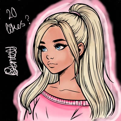 realistic girl with a high ponytail