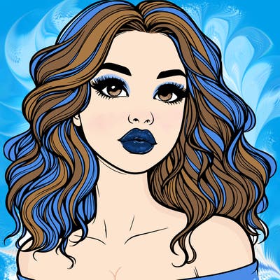 realistic girl with wavy hair and lips