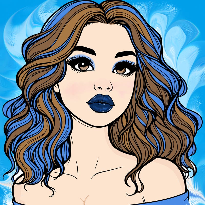 realistic girl with wavy hair and lips