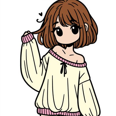 girl in baggy sweater hanging off her shoulder