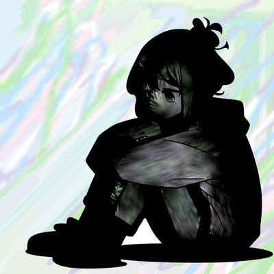 sad anime girl sitting alone