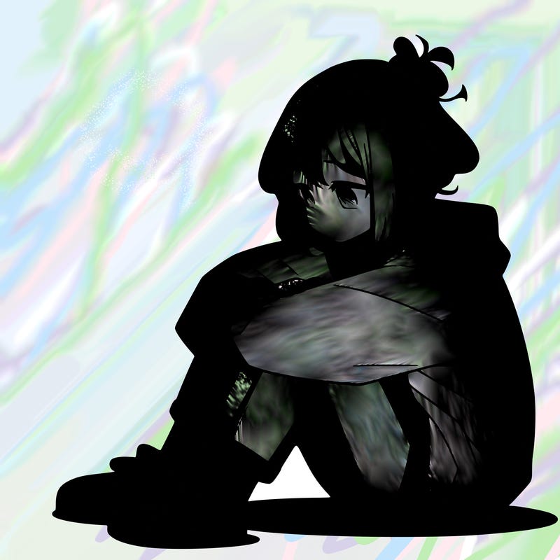 sad anime girl sitting alone