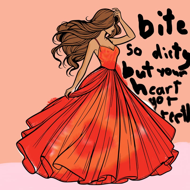 realistic woman with dress flowing in the wind