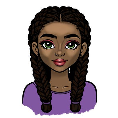 realistic girl with braids