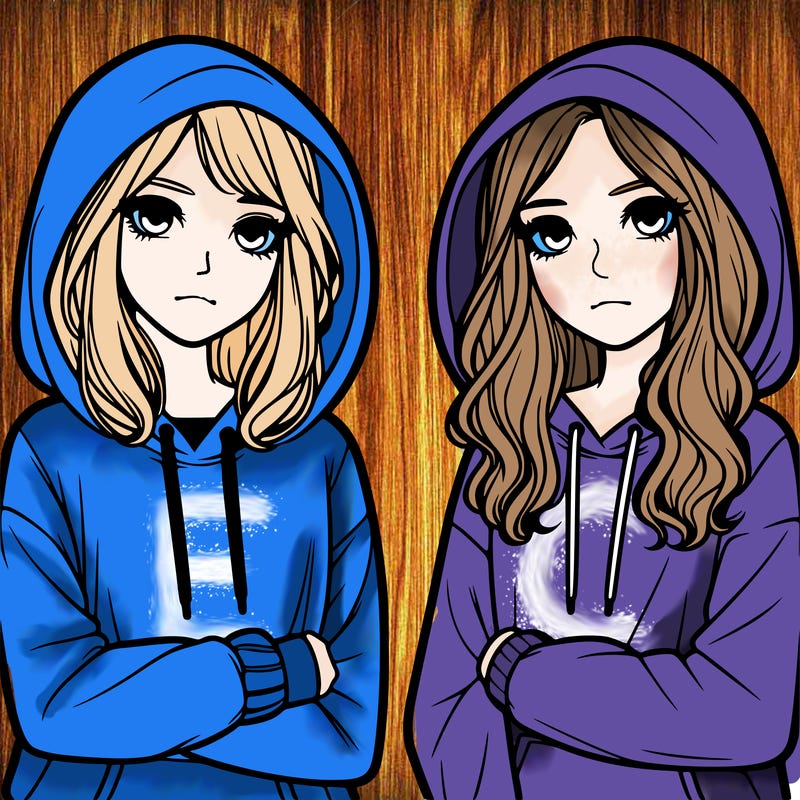 two girls and hoodies