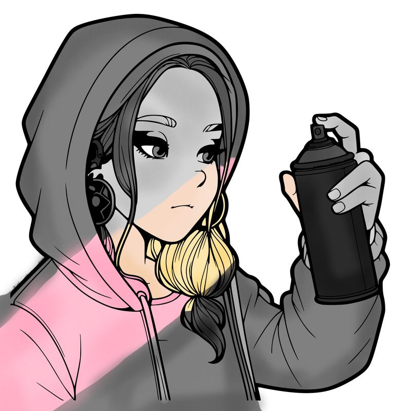 a realistic girl, spray painting