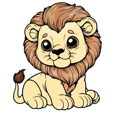 cute baby realistic lion