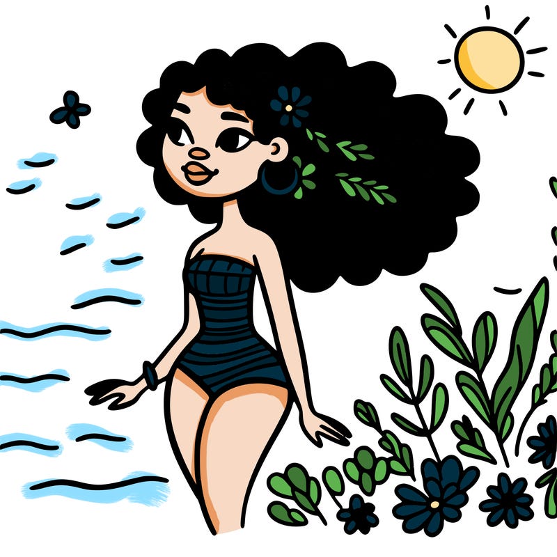 african woman in a swimsuit