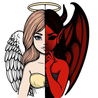 realistic angel half demon