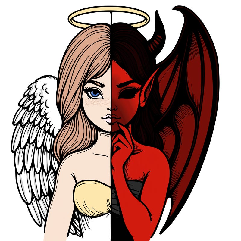 realistic angel half demon