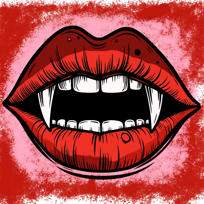 lips with vampire teeth