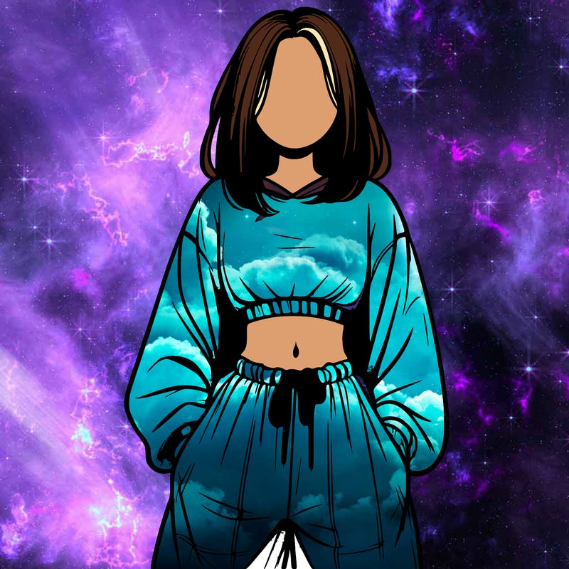 realistic girl faceless with baggy pants and a crop top