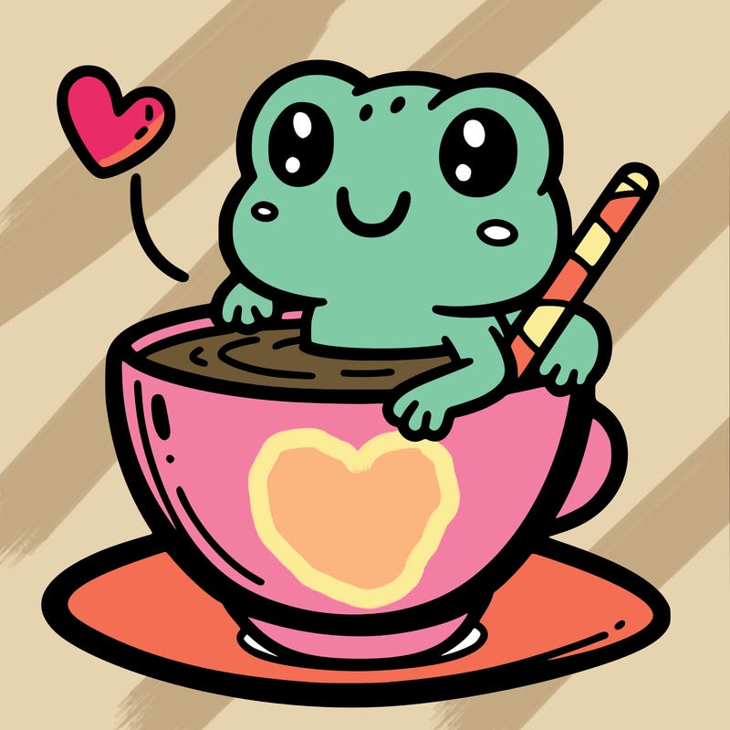 cute frog in a tea cup