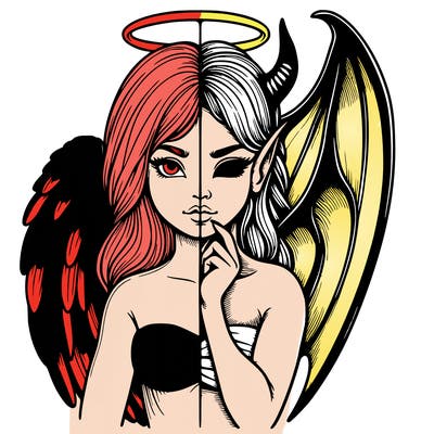 realistic angel half demon