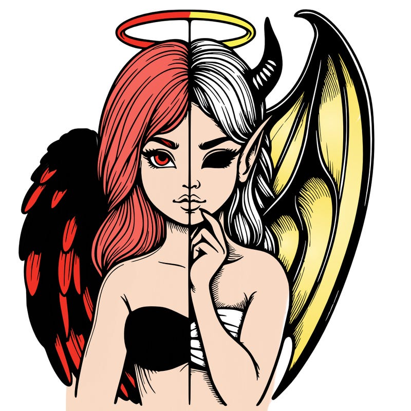 realistic angel half demon