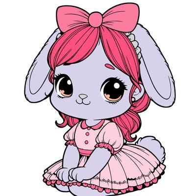 cute easter bunny girl realistic