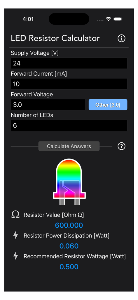 LED Resistor Calculator Plus - Utilities App | MWM