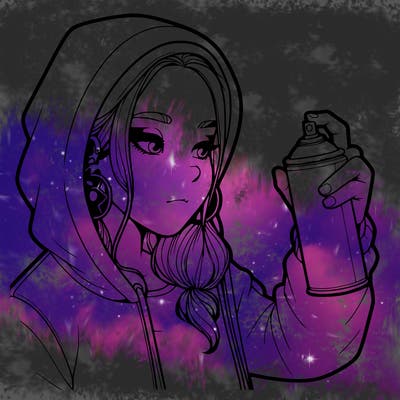 a realistic girl, spray painting