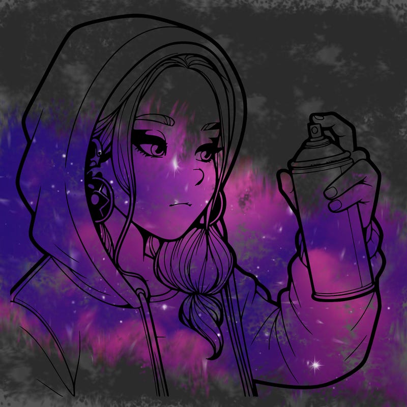 a realistic girl, spray painting