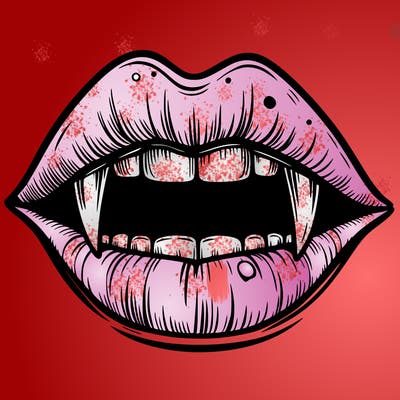 lips with vampire teeth